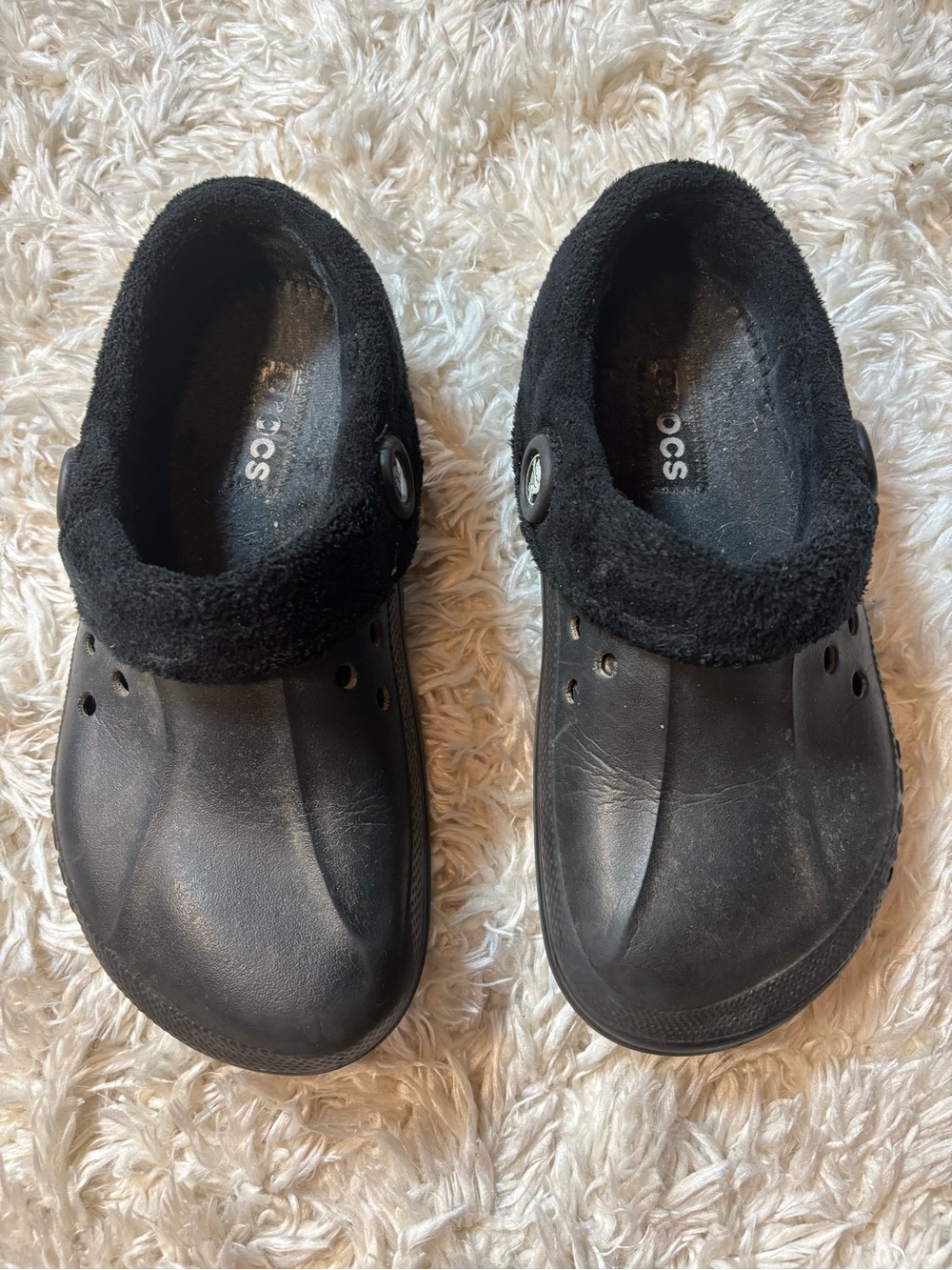 CROCS Black Fleece Lined Winter Clog Mules Women’s 7 /Men’s 5